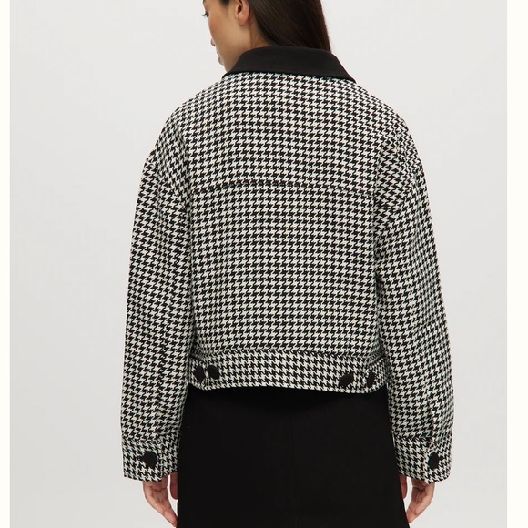 NWT House of Harlow 1960 Houndstooth Tweed Blazer Jacket Women Black/white Siz S - Picture 3 of 11